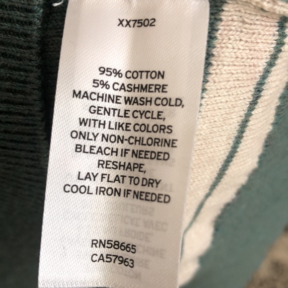 NWT Men's Sweater Cotton and Cashmere Blend- Light green and Ivory stripe I XL - Picture 9 of 13